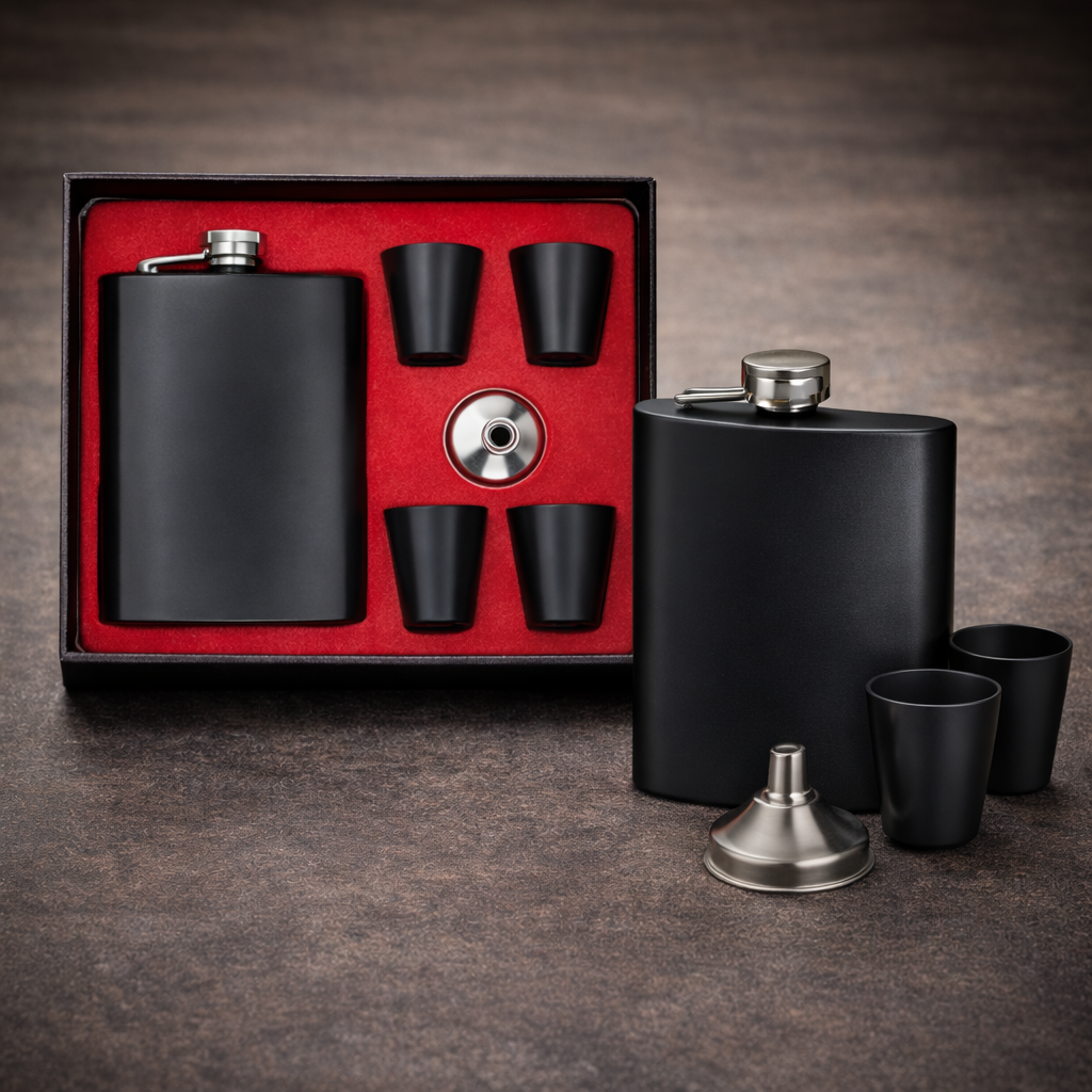 Executive Hip Flask & Bar Tool Gift Set