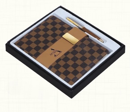 Checkered Notebook Gift Set with Pen
